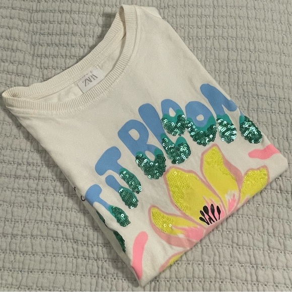 Zara Kids White 'Let Bloom' T-Shirt - Picture 2 of 5